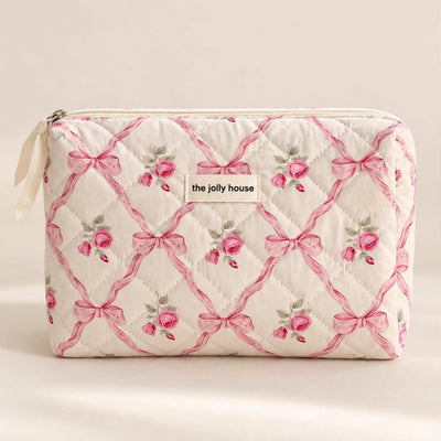 Trousse matelassée Roses et nœuds