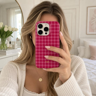 Coque iPhone Vichy Fraise
