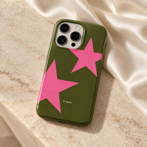 Coque iPhone Étoiles Kaki-rose