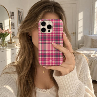 Coque iPhone Tartan Rose