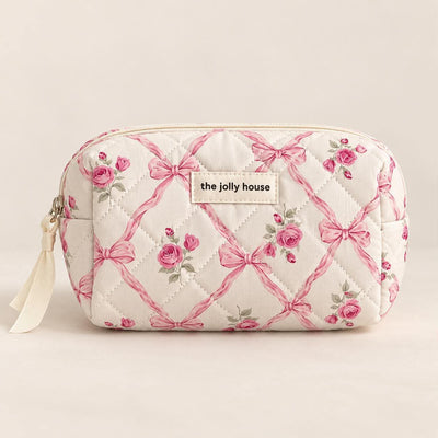 Trousse matelassée Roses et nœuds