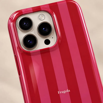 Coque iPhone Rayures Rose-rouge