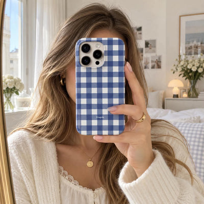 Coque iPhone Vichy Bleu