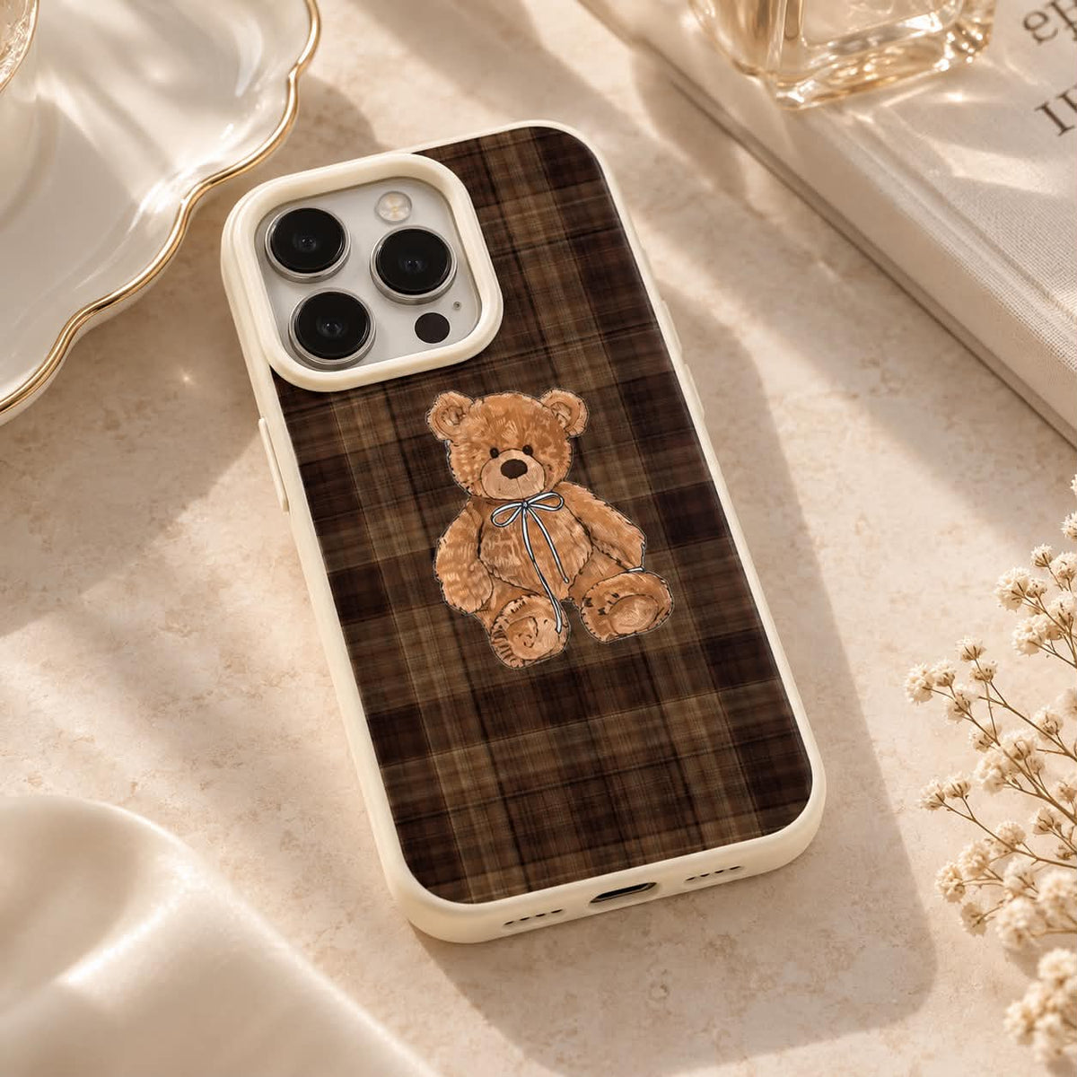 Coque iPhone Ours Tartan