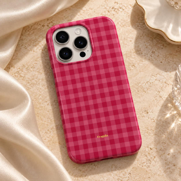 Coque iPhone Vichy Fraise
