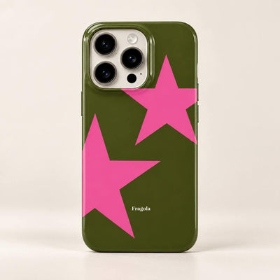Coque iPhone Étoiles Kaki-rose