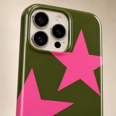 Coque iPhone Étoiles Kaki-rose