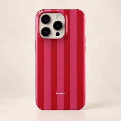 Coque iPhone Rayures Rose-rouge